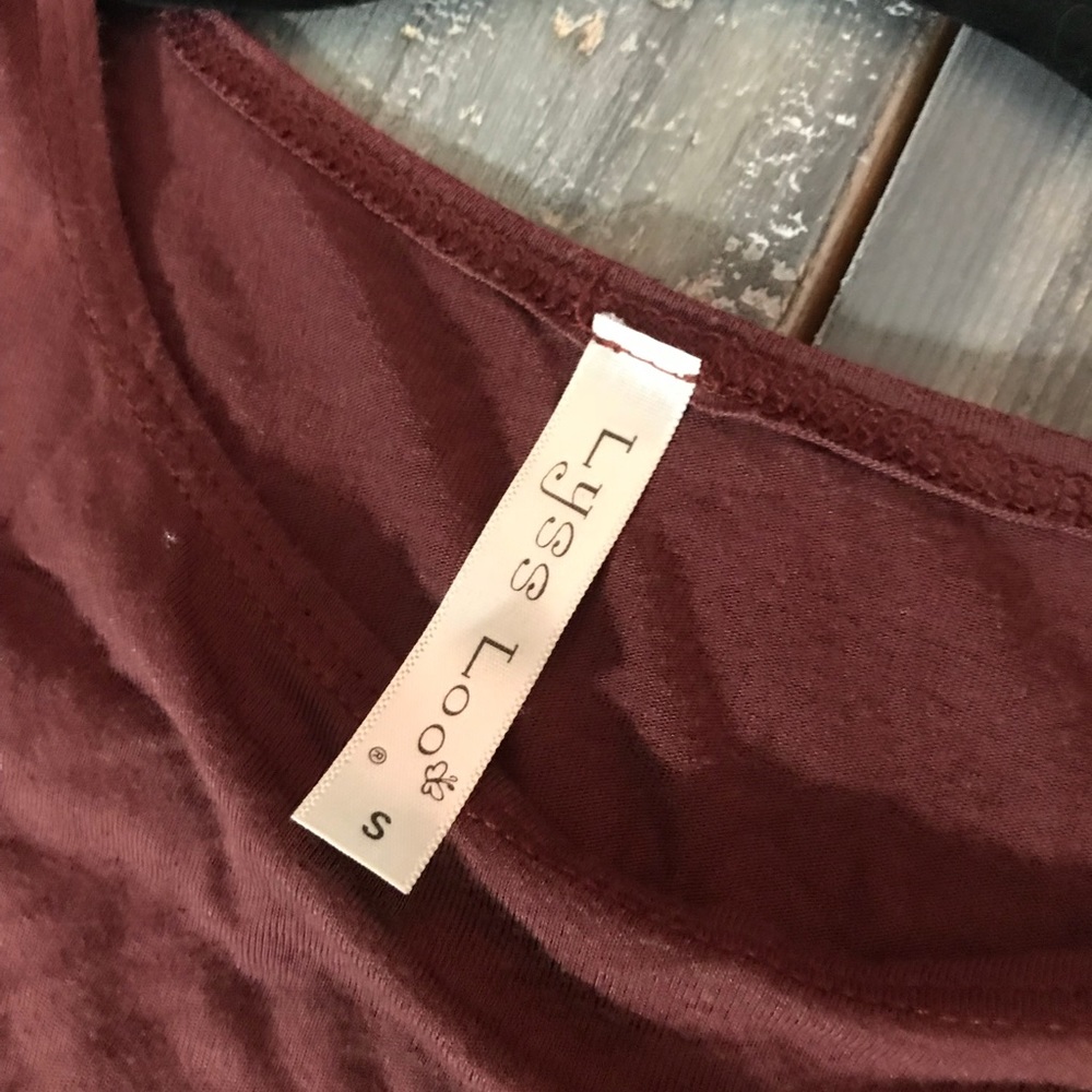 Burgundy Cold Shoulder Long Sleeve Top Size S - Picture 3 of 3